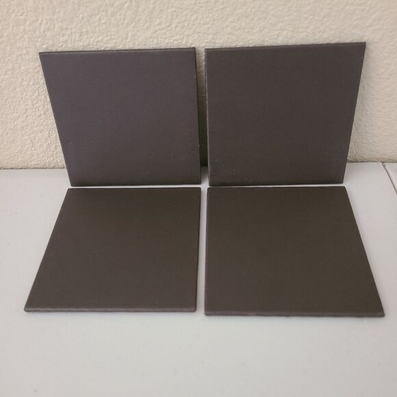 charge it by joey set of 4 brown leather coasters monogrammed with letter H - Picture 4 of 5